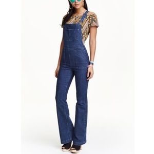 H&M Loves Coachella Flare Bib Denim Overalls